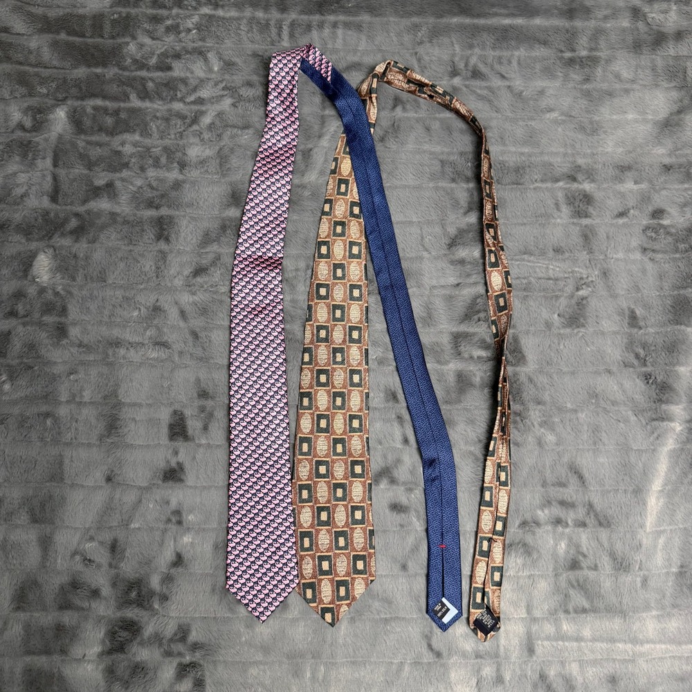Tommy Hilfiger Roundtree Yorke Ties Mens OS Multi Silk Whale Geometric Lot 2 - Picture 2 of 7
